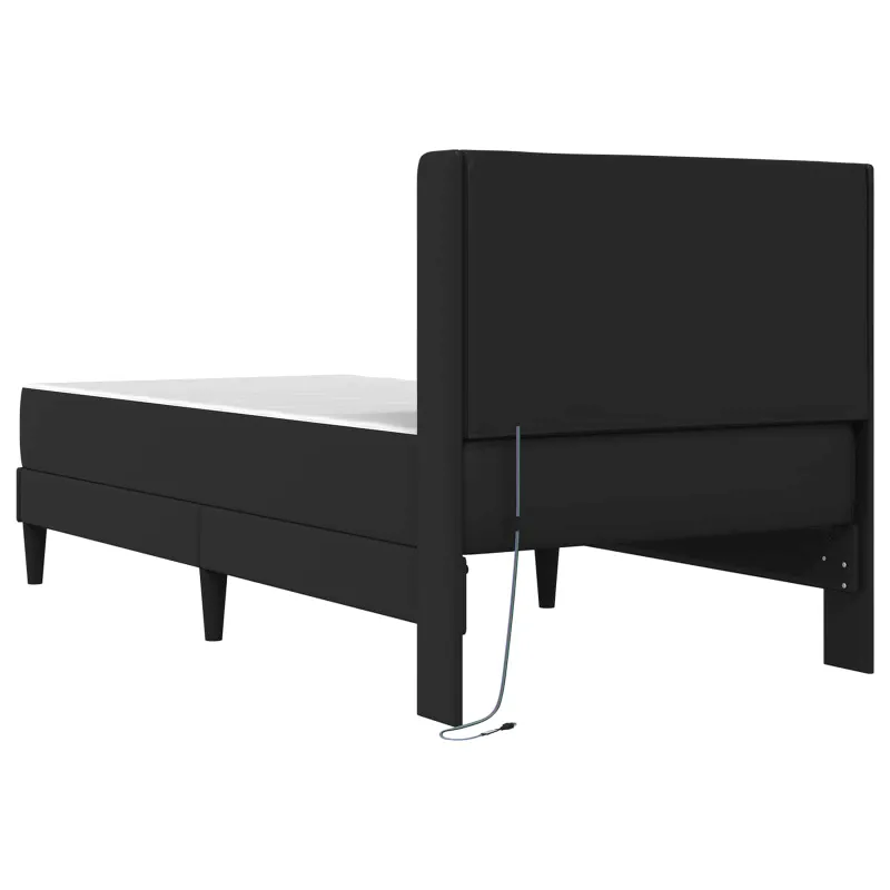 Lovos rėmas su LED juostelėmis Juoda 90 x 190 cm Dirbtinė oda