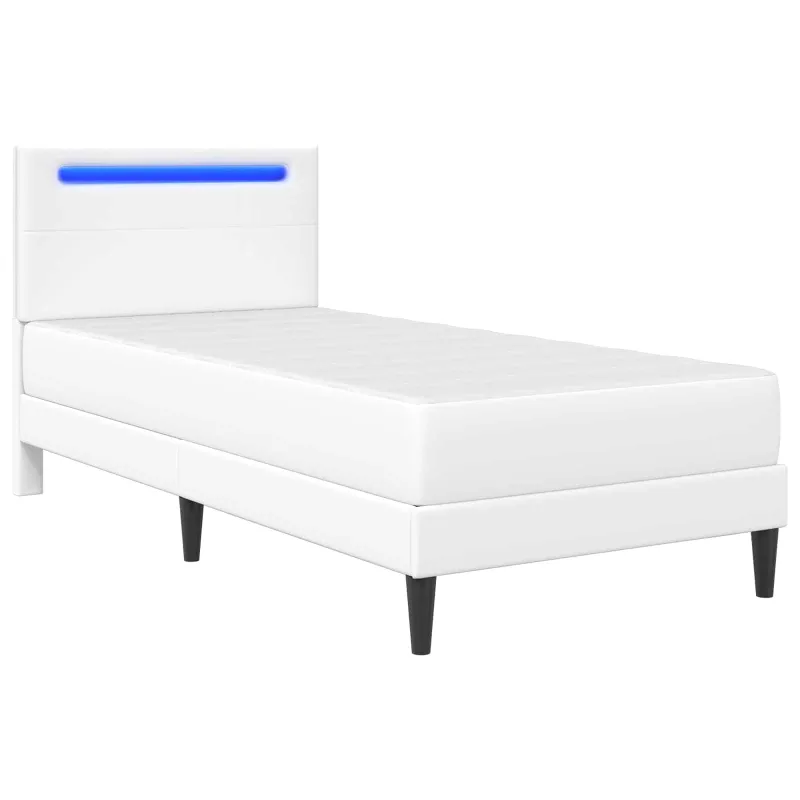 Lovos rėmas su LED juostelėmis Balta 90 x 190 cm Dirbtinė oda