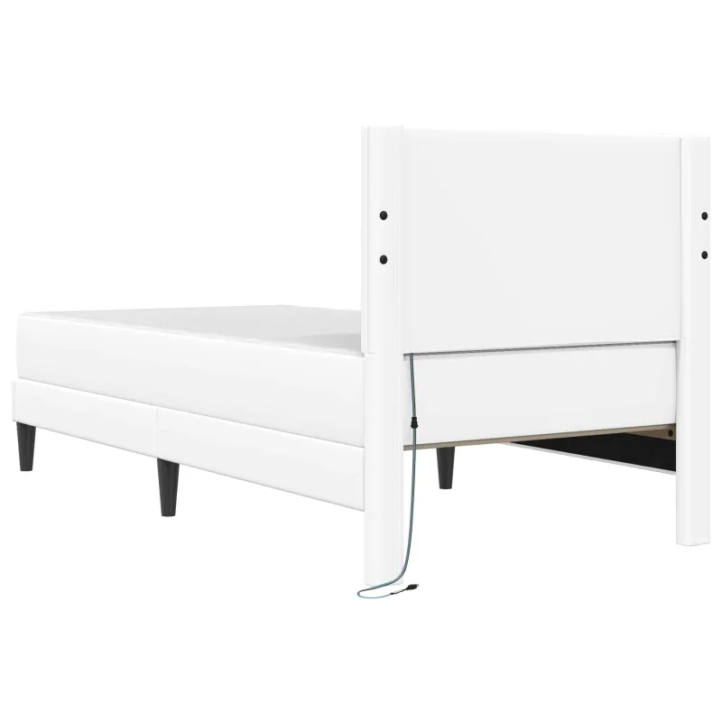 Lovos rėmas su LED juostelėmis Balta 90 x 190 cm Dirbtinė oda