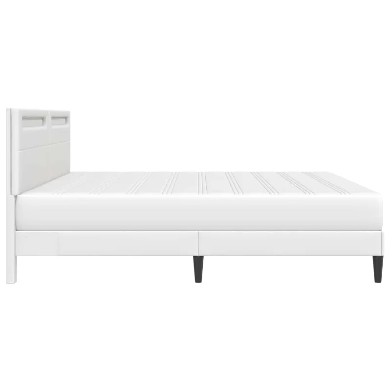 Lovos rėmas su LED juostelėmis Balta 180 x 200 cm Dirbtinė oda