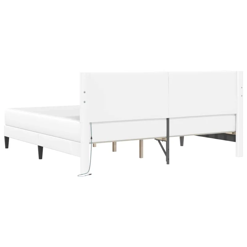 Lovos rėmas su LED juostelėmis Balta 180 x 200 cm Dirbtinė oda