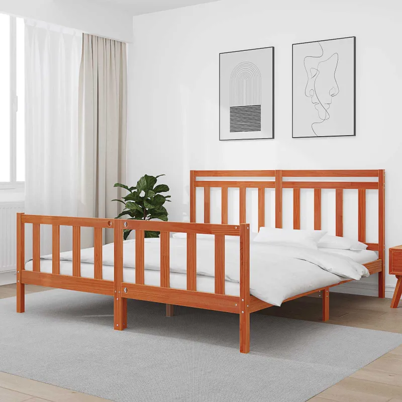 Lovos rėmas 2 pcs Vaško ruda 205,5 x 185,5 x 100 cm