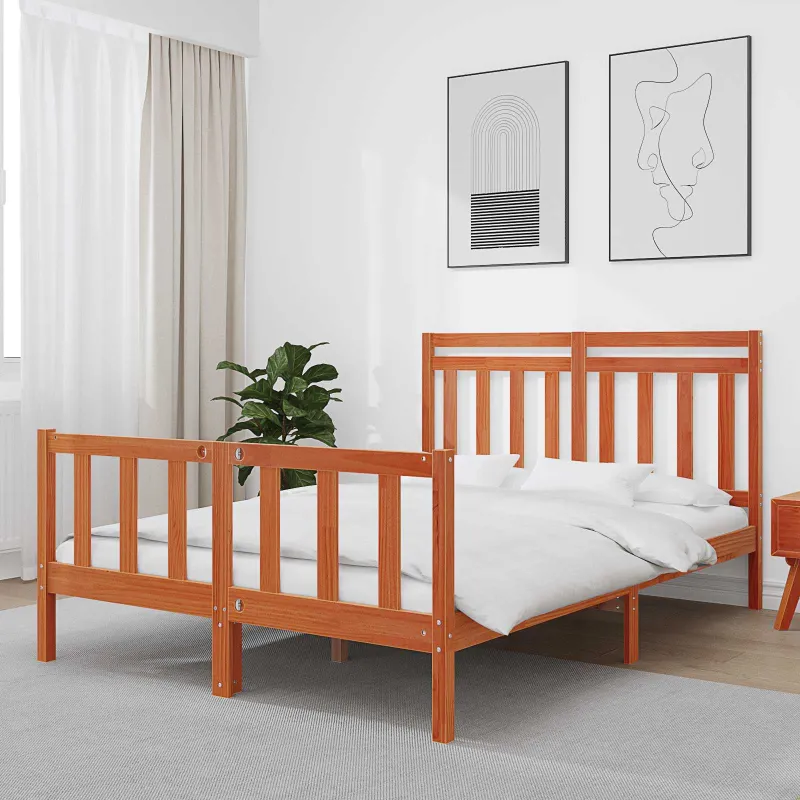 Lovos rėmas 2 pcs Vaško ruda 205,5 x 145,5 x 100 cm