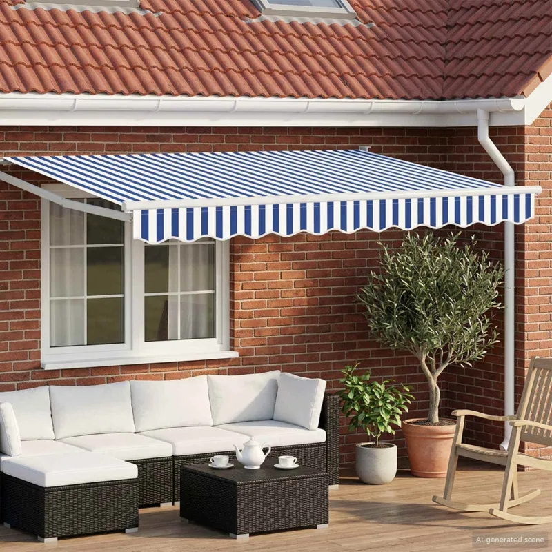 Ištraukiama markizė Mėlyna ir balta 3 x 2 m