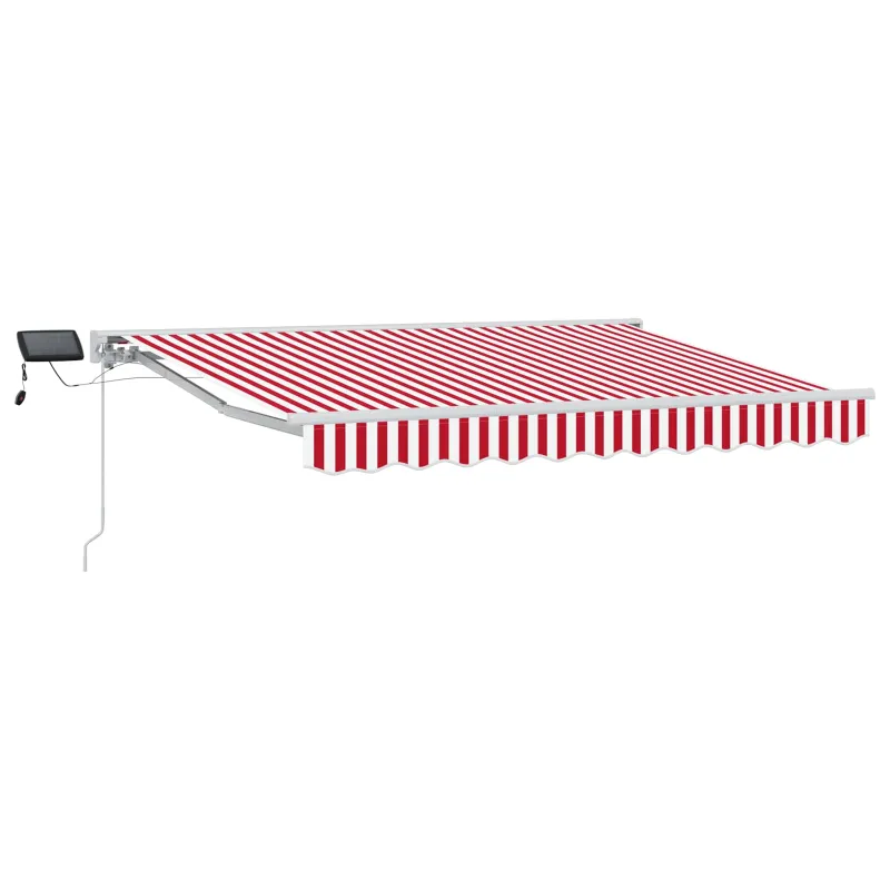 Rankinis markizės rėmas su LED Raudona ir balta 3 x 2,5 m