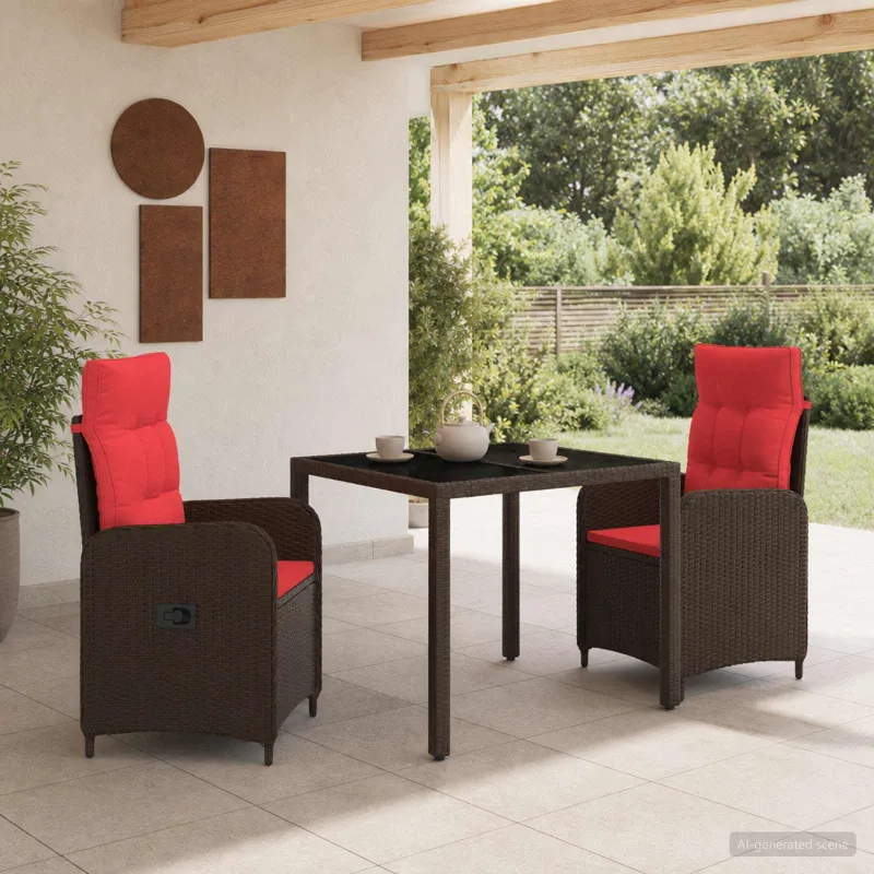 Lauko valgomojo komplektas 3 pcs poliratanas