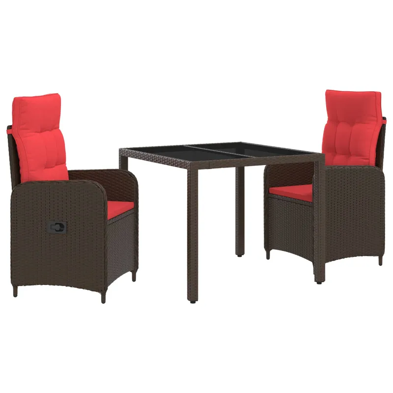 Lauko valgomojo komplektas 3 pcs poliratanas