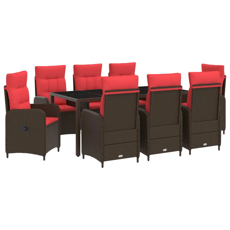 Lauko valgomojo komplektas 9 pcs poliratanas