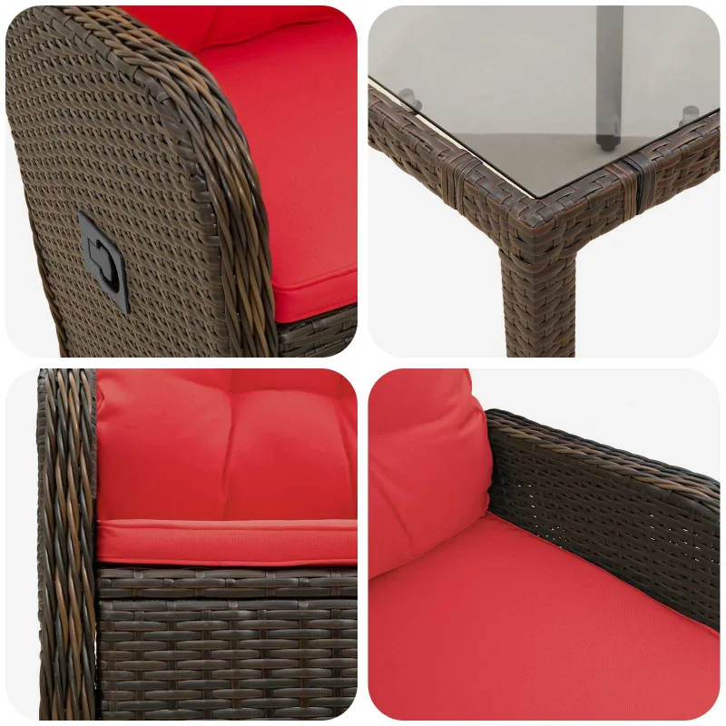 Lauko valgomojo komplektas 9 pcs poliratanas