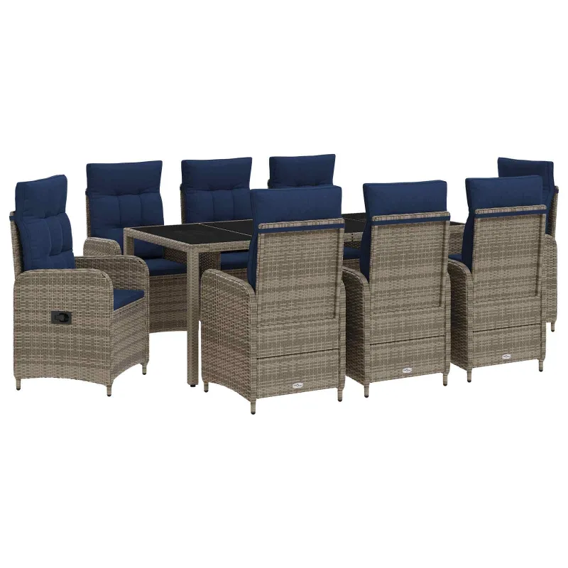 Lauko valgomojo komplektas 9 pcs poliratanas