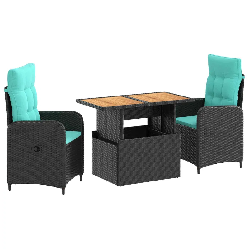 Lauko valgomojo komplektas 3 pcs poliratanas