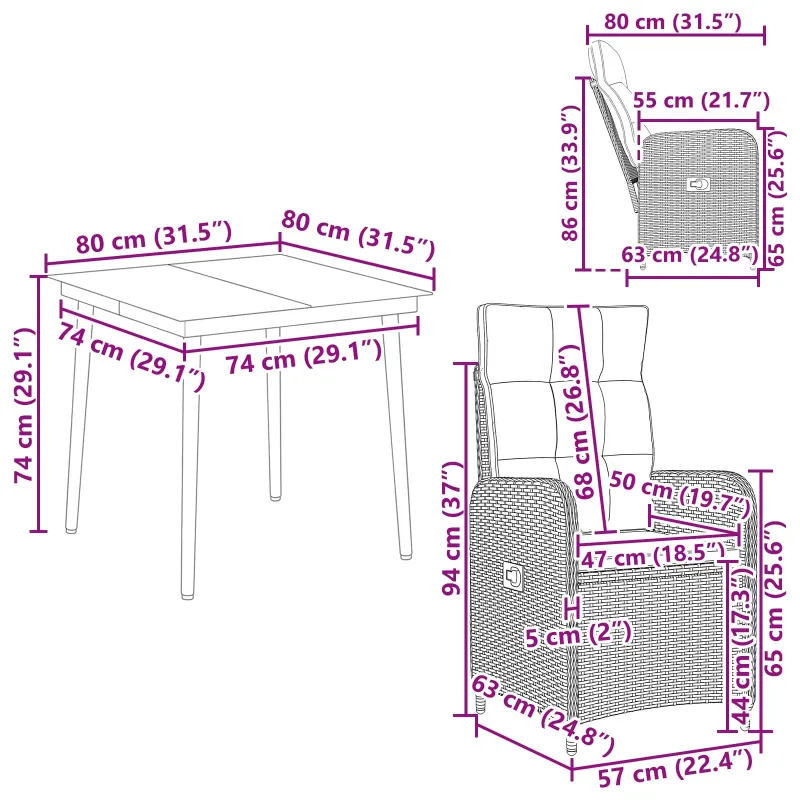 Sofa Stalo Rinkinys su pagalve su pagalve 5 pcs