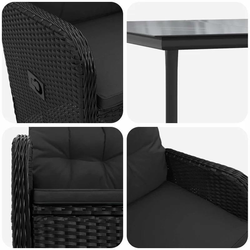 Sofa Stalo Rinkinys su pagalve su pagalve 7 pcs