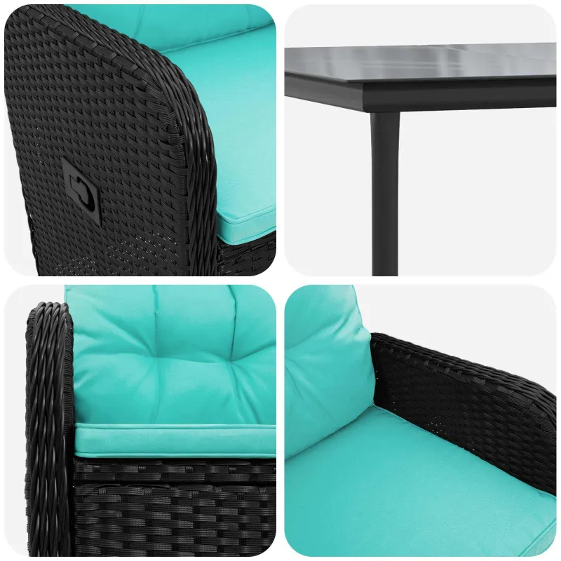 Sofa Stalo Rinkinys su pagalve su pagalve 7 pcs