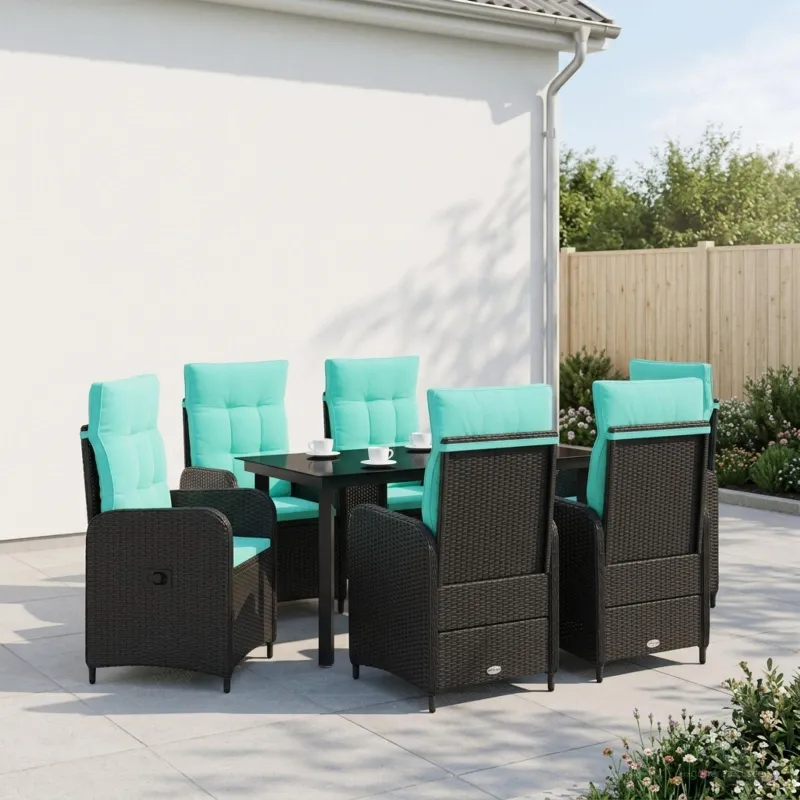Sofa Stalo Rinkinys su pagalve su pagalve 7 pcs