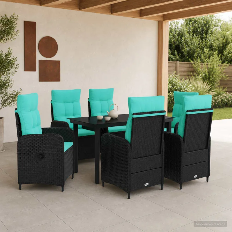 Sofa Stalo Rinkinys su pagalve su pagalve 7 pcs