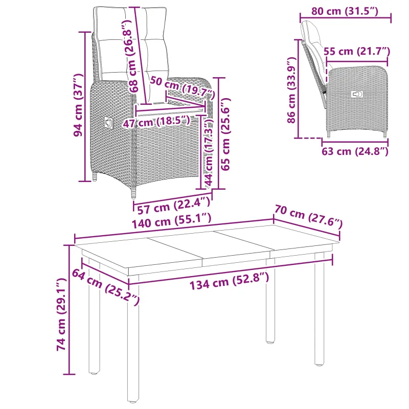 Sofa Stalo Rinkinys su pagalve su pagalve 7 pcs