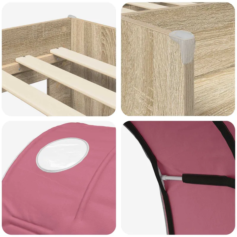 Lovos su Tuneliu 4 pcs Sonoma ir Rausva Apdirbta mediena