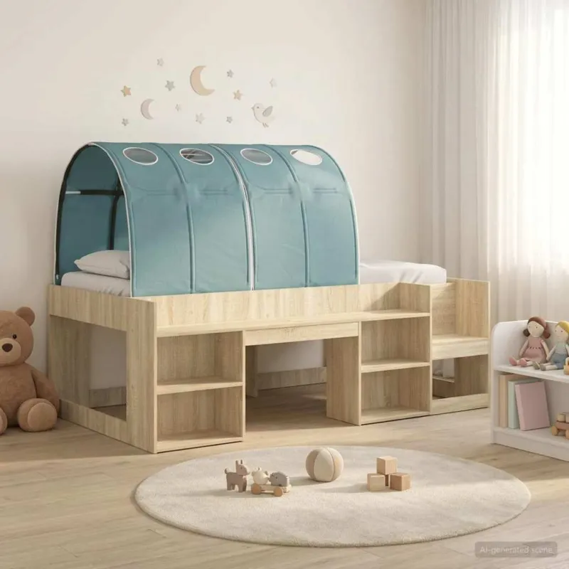 Vaikų aukšta lova su saugojimo vieta 3 vnt. Apdirbta mediena