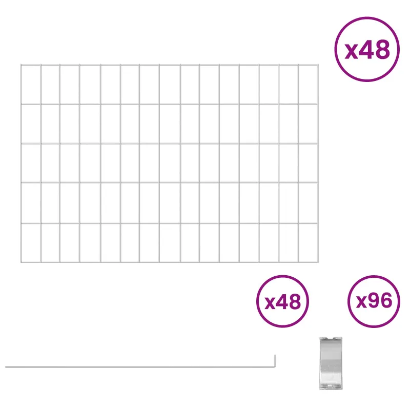 Sodo tvora su kuoliukais 48 pcs 75 x 50 cm Mesh Sidabrinė