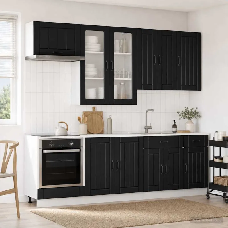 Virtuvės vienetas LUCCA 8 pcs Juoda Apdirbta mediena