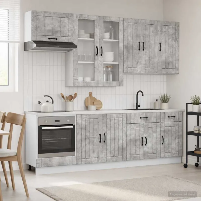 Virtuvės vienetas LUCCA 8 pcs Betono pilka Apdirbta mediena