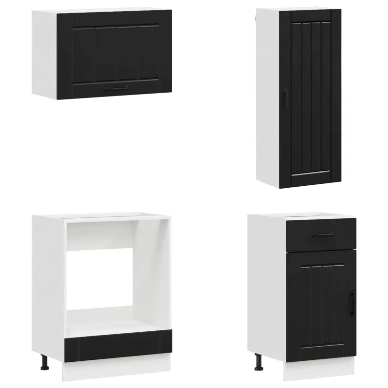 Virtuvės vienetas LUCCA 8 pcs Juoda Apdirbta mediena