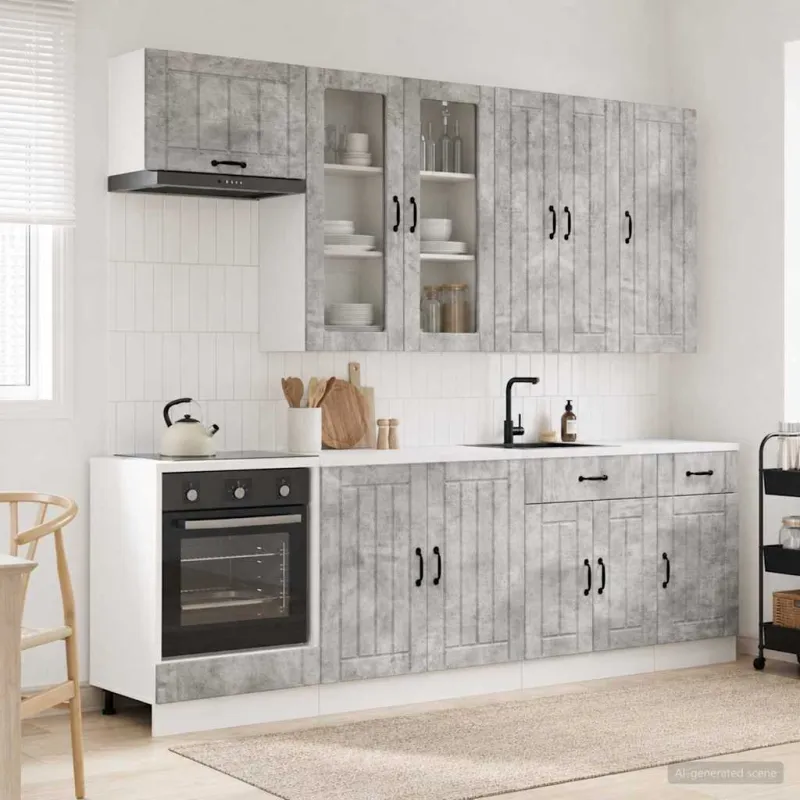 Virtuvės vienetas LUCCA 8 pcs Betono pilka Apdirbta mediena