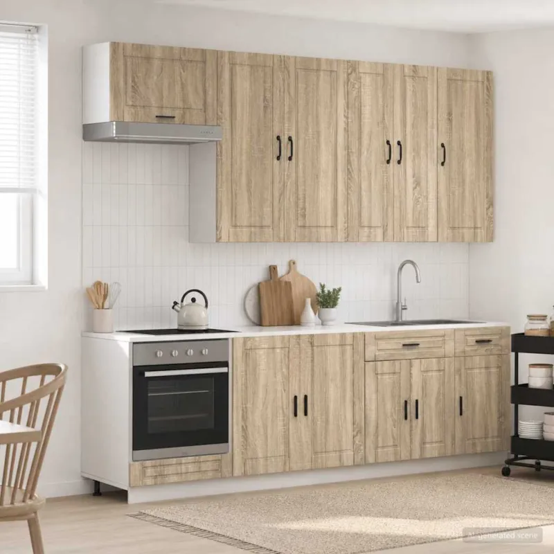 Virtuvės vienetas PORTO 8 pcs Sonoma ąžuolas Apdirbta mediena