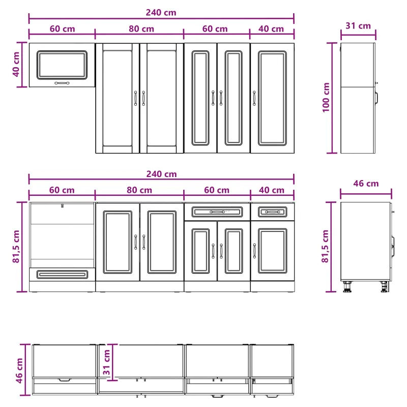 Virtuvės vienetas KALMAR 8 pcs Sonoma ąžuolas Apdirbta mediena