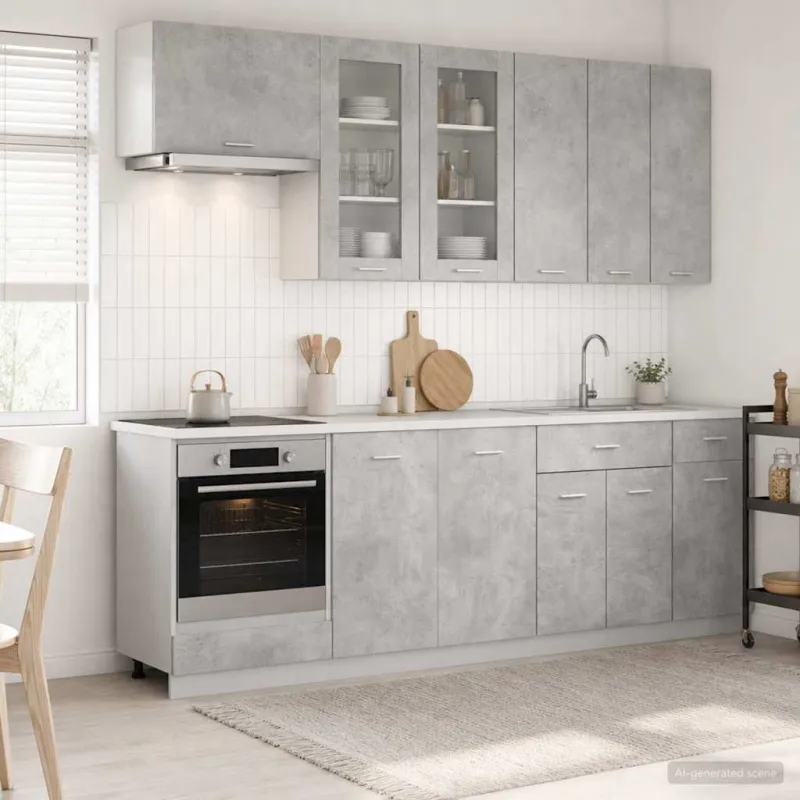 Virtuvės vienetas LYON 8 pcs Betono pilka Apdirbta mediena