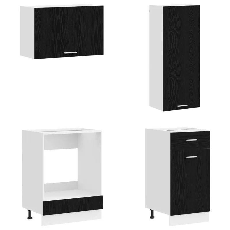Virtuvės vienetas LYON 8 pcs Juodojo ąžuolo Apdirbta mediena