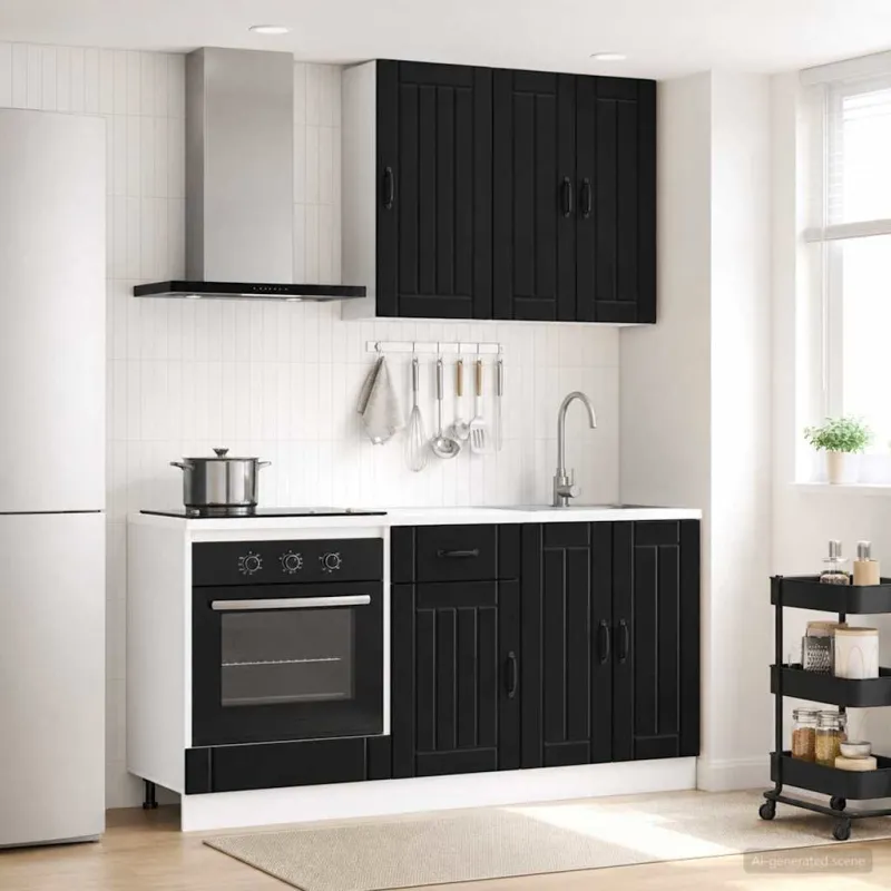 Virtuvės vienetas LUCCA 5 pcs Juoda Apdirbta mediena