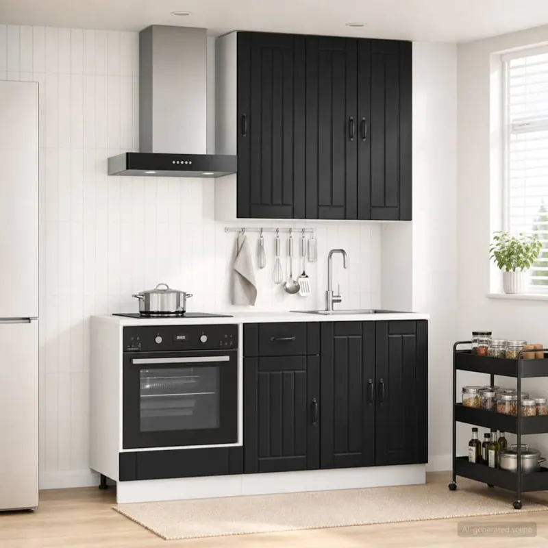 Virtuvės vienetas LUCCA 5 pcs Juoda Apdirbta mediena