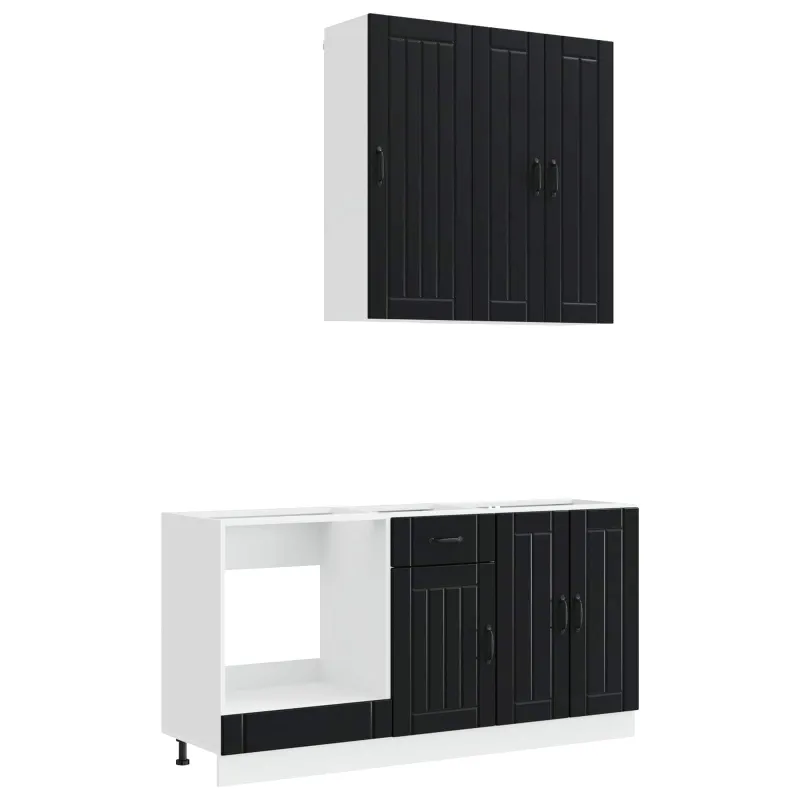 Virtuvės vienetas LUCCA 5 pcs Juoda Apdirbta mediena
