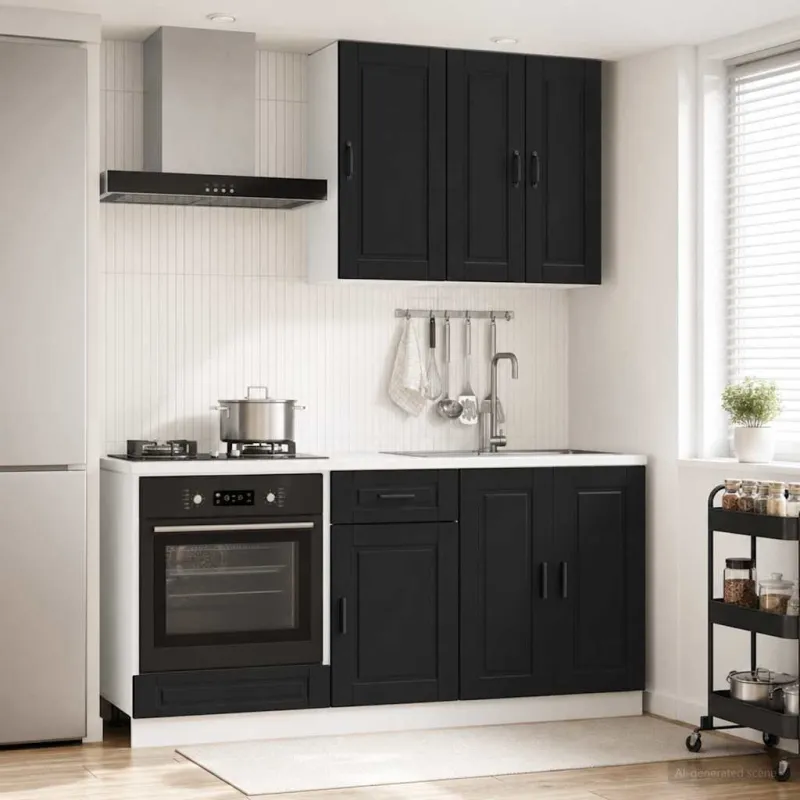 Virtuvės vienetas PORTO 5 pcs Juoda Apdirbta mediena