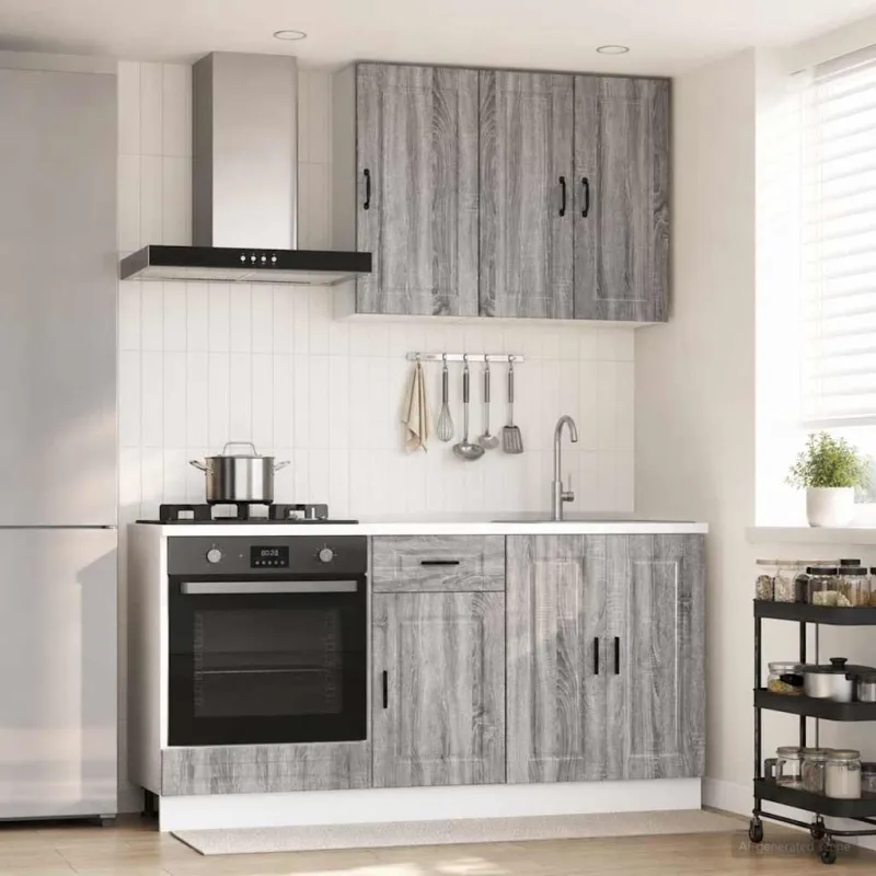 Virtuvės vienetas PORTO 5 pcs Pilka Sonoma Apdirbta mediena