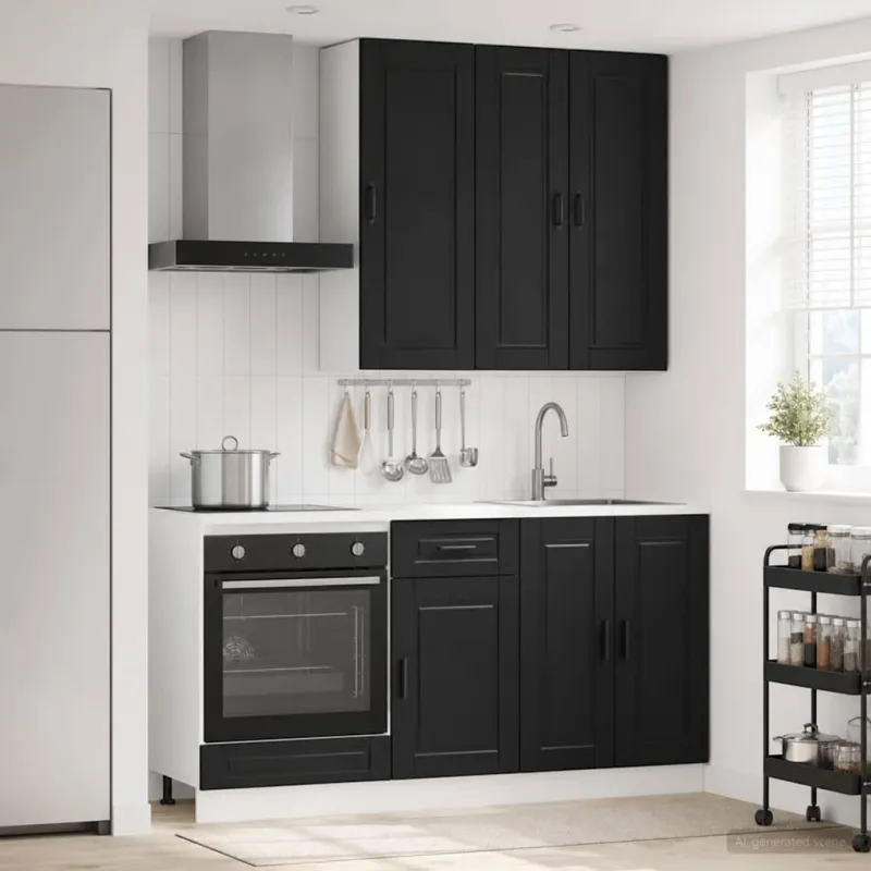 Virtuvės vienetas PORTO 5 pcs Juoda Apdirbta mediena