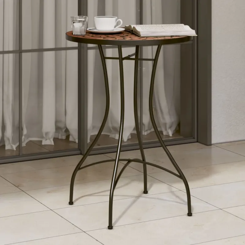 Mozaikkinen bistro-ruokailupöytä, terrakotta, 50x70cm, keramiikka