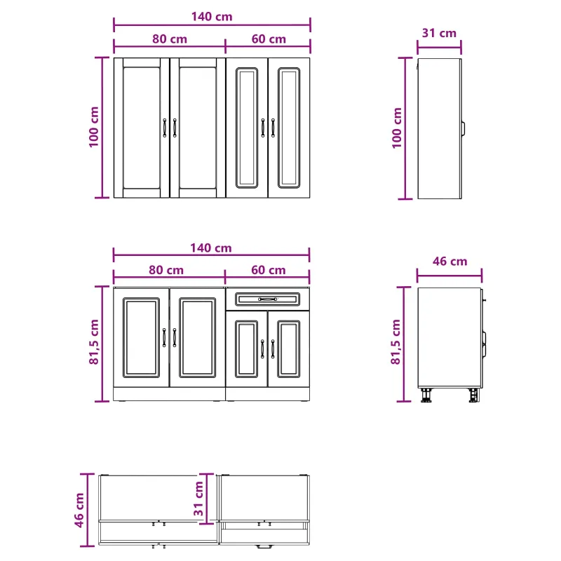 Virtuvės vienetas KALMAR 4 pcs Balta Apdirbta mediena