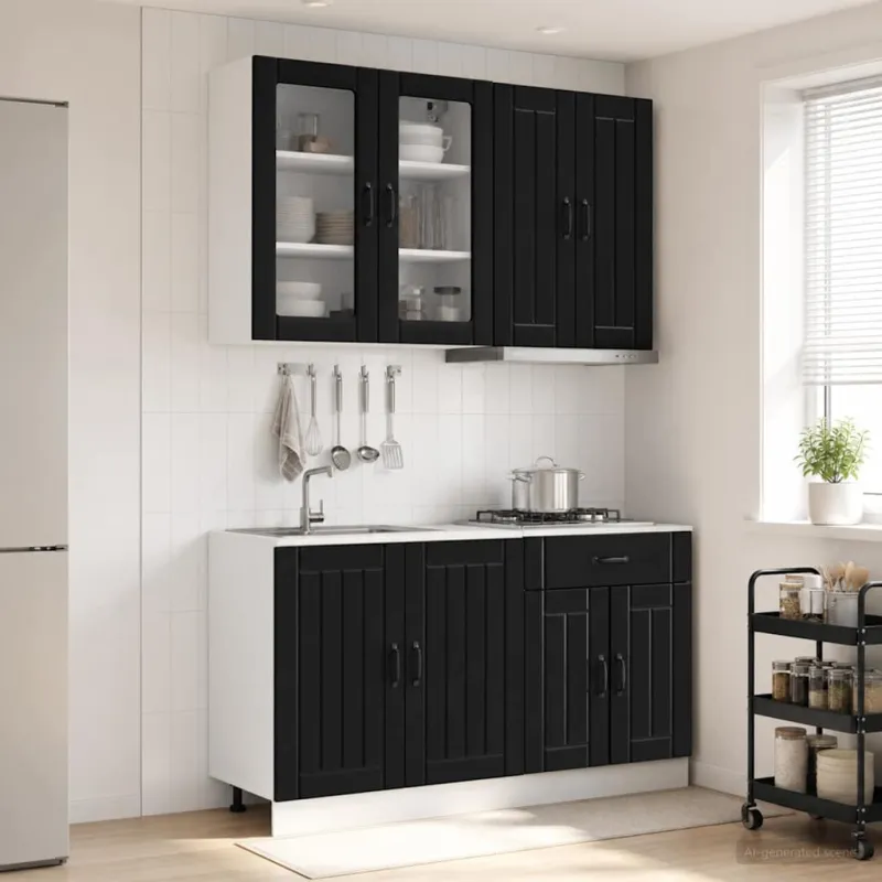 Virtuvės vienetas LUCCA 4 pcs Juoda Apdirbta mediena