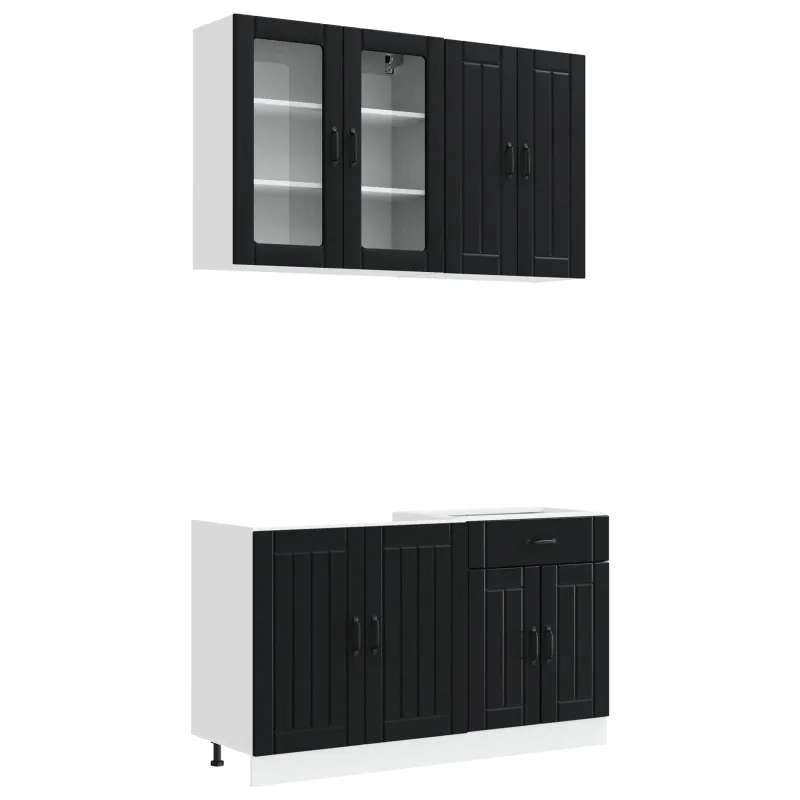 Virtuvės vienetas LUCCA 4 pcs Juoda Apdirbta mediena