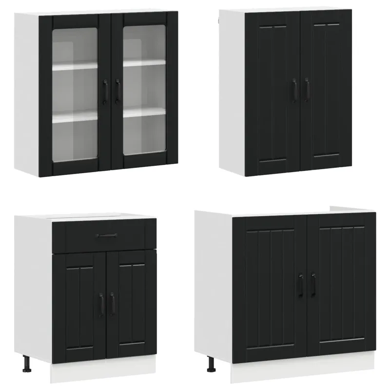 Virtuvės vienetas LUCCA 4 pcs Juoda Apdirbta mediena