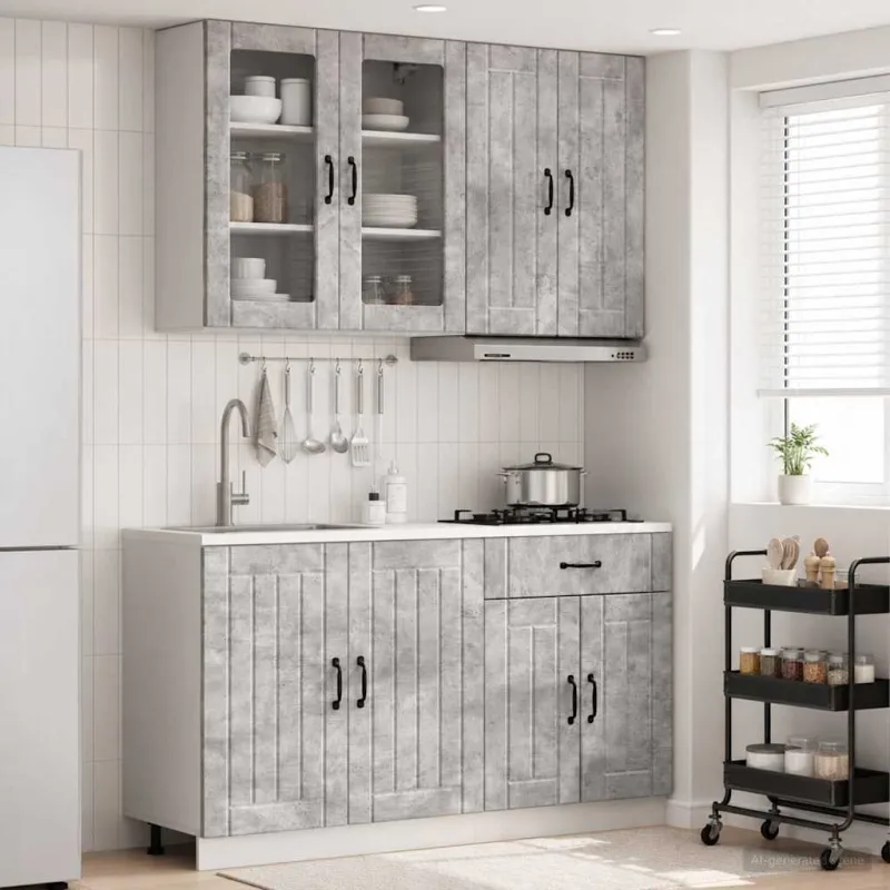 Virtuvės vienetas LUCCA 4 pcs Betono pilka Apdirbta mediena