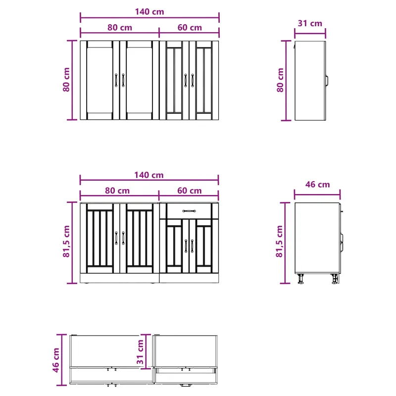 Virtuvės vienetas LUCCA 4 pcs Artisano ąžuolo Apdirbta mediena