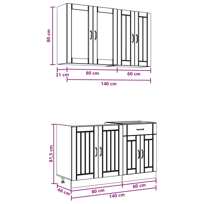 Virtuvės vienetas LUCCA 4 pcs Artisano ąžuolo Apdirbta mediena