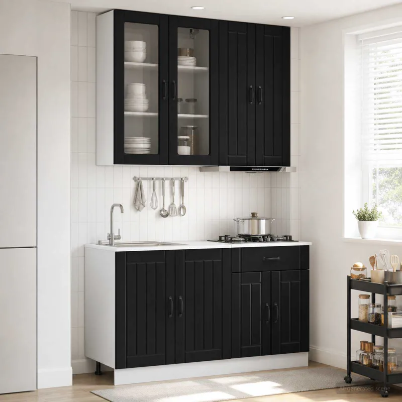 Virtuvės vienetas LUCCA 4 pcs Juoda Apdirbta mediena