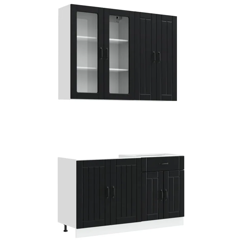 Virtuvės vienetas LUCCA 4 pcs Juoda Apdirbta mediena