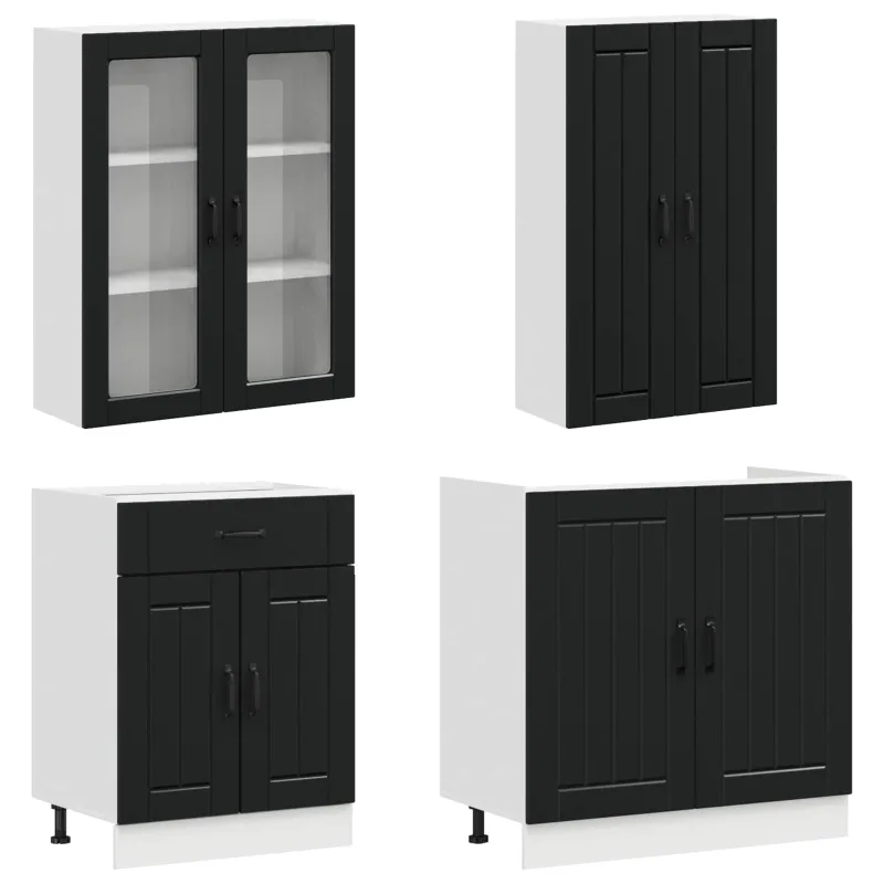 Virtuvės vienetas LUCCA 4 pcs Juoda Apdirbta mediena