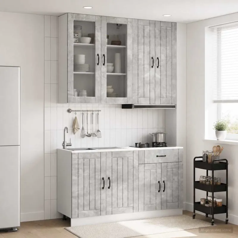 Virtuvės vienetas LUCCA 4 pcs Betono pilka Apdirbta mediena